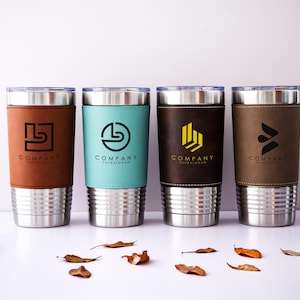 Logo Engraved Tumbler, Company Promotion Gift, Custom Skinny Tumbler, Personalized Steel Tumbler, Iced Coffee Tumbler, Drinkware for Work