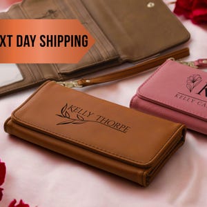 Custom Engraved Wallet, Personalized Women's Wallet, Engraved Wallets, Leather Women's Wallets, Women's Wallet With Strap, Gifts For Her