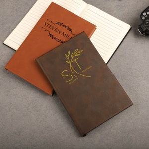 Personalized Journal, Initial Engraved Journal, Monogrammed Leather Journal, Custom Engraved Leather Journal, Custom Vegan Leather Journal