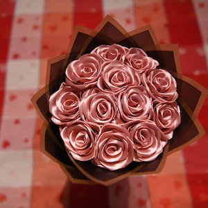 Eternal Rose Bouquet, Ribbon Rose Bouquet, Handmade Fake Flower Bouquet, Rose Bouquet, Ramo Buchon, Birthday Bouquet