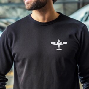 Personalized Airplane Tail Number Sweatshirt Aircraft Registration Shirt Aviation Sweater Pilot Gift Custom Plane Number Cessna Gift for Dad