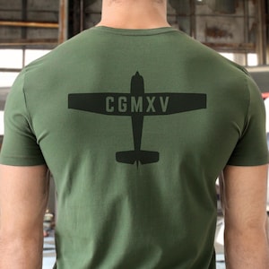 Camiseta personalizada con número de cola de avión, camiseta de registro de aeronave, camiseta de aviación, regalo de piloto, número de avión personalizado, regalo de piloto de Cessna para papá