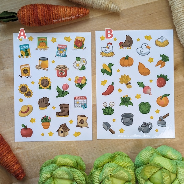 Farmer's Inventory Sticker Sheets - Waterproof Vinyl Stickers for Water Bottles, Planners, Journals, and Birthday Gifts