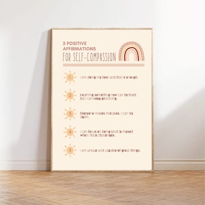 Poster - Affirmations for Self-Compassion - Immediate Download