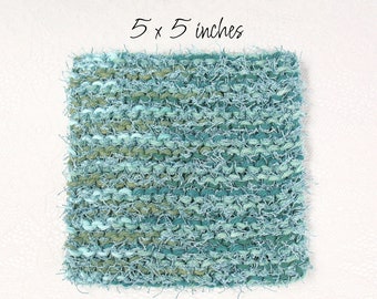 Teal Dish Scrubber Pad, Square Kitchen Dish Scrubbie Pad