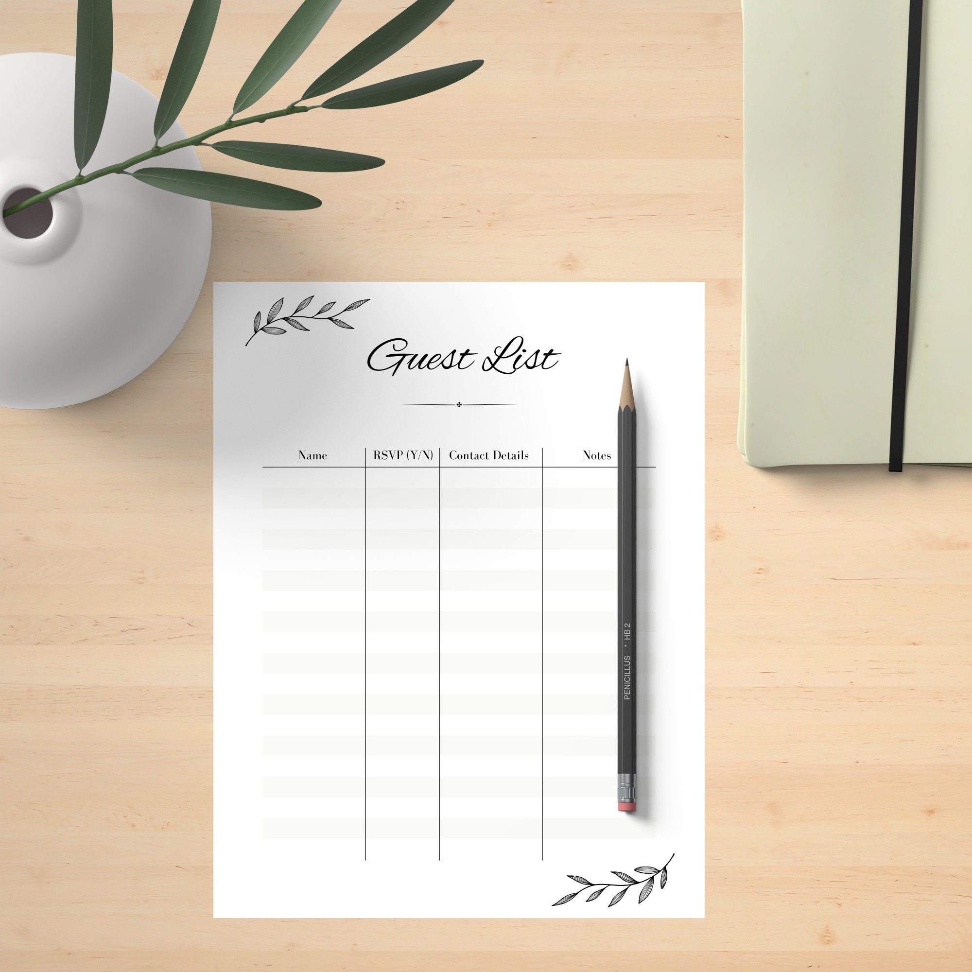 Printable Guest List Template | Wedding Guest List Template | Printable ...