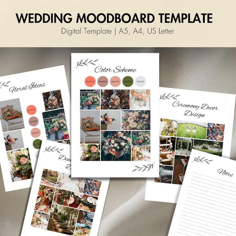 Digital Moodboard Template Wedding Moodboard Template Printable PDF ...