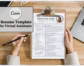 Virtual Assistant Resume Template, Modern Canva Layout (Digital Download)