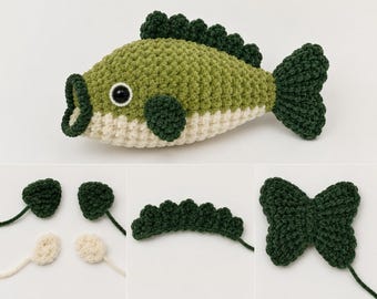 No Sew Bass Fish Crochet Pattern, Beginner Friendly Amigurumi Tutorial (PDF Download)