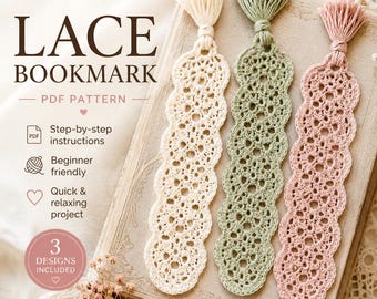 Crochet Lace Bookmark Pattern · Beginner PDF · Easy Shell Stitch Bookmark with Tassel · Printable Crochet Gift for Book Lovers