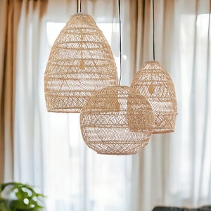 Handmade Rattan Pendant Ceiling Lights | Asian Style Rattan Lighting | Home Lighting Fixture | Wicker Overhead Light Shade