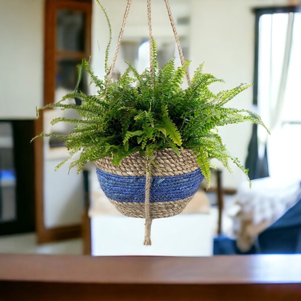 Seagrass Hanging Plant Pot | Macrame Hanging Planter | Moroccan Style Hanging Plant Pot | Woven Seagrass Plant Pot | Gift for Plant Lover