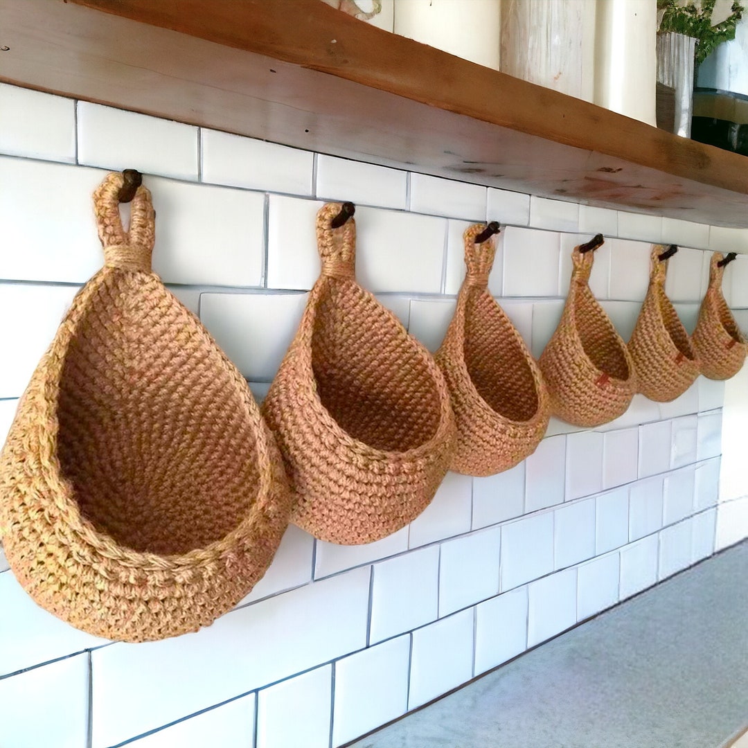 Wall Hanging Jute Basket Rustic Baskets Set Fruit and Vegetable Storage