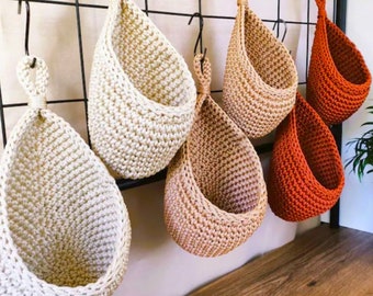 Colourful Hanging Storage Baskets | Rustic Wall Baskets Set | Fruit and Vegetable Basket | Hanging fruit basket | Kitchen Organiser