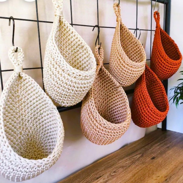 Colourful Hanging Storage Baskets | Rustic Wall Baskets Set | Fruit and Vegetable Basket | Hanging fruit basket | Kitchen Organiser