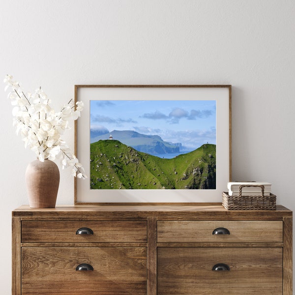 Faroe Islands wall art | Green fjords print | Ocean and mountains photograph | Digital download