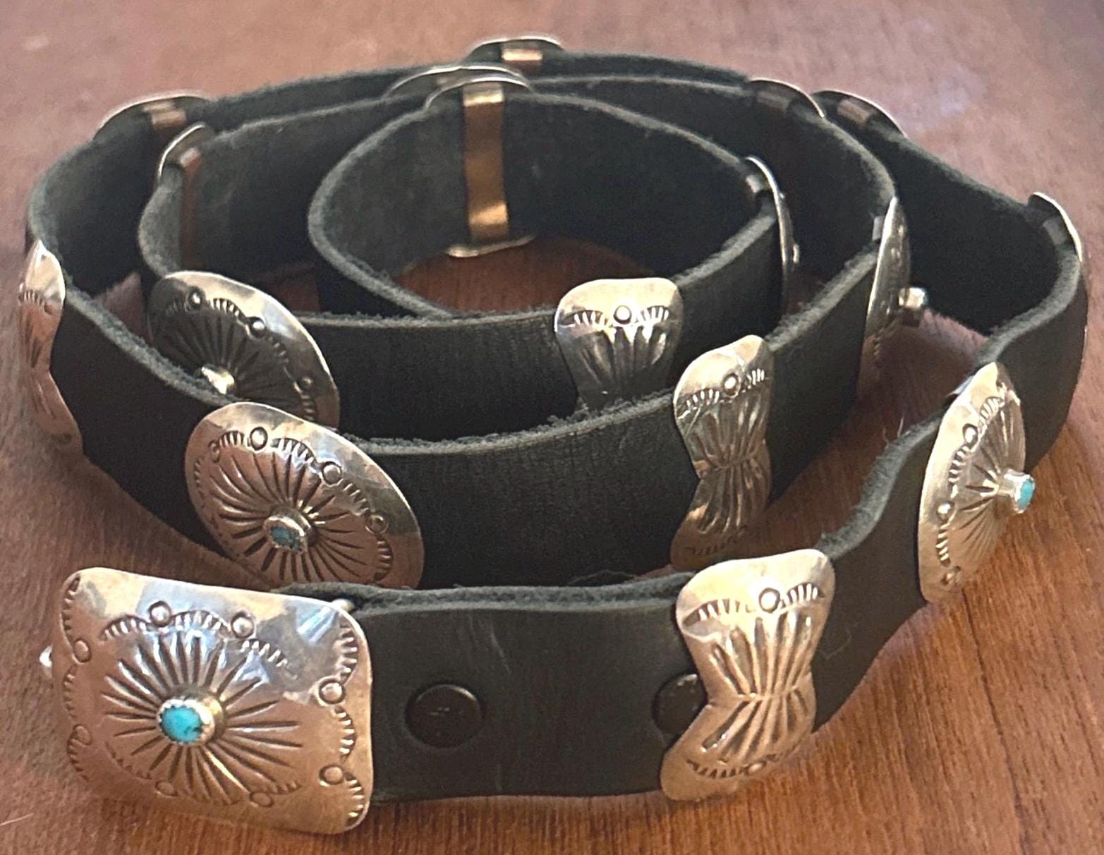 Vintage Native American Concho/Butterfly Belt Sterling Silver/Turquoise Signed