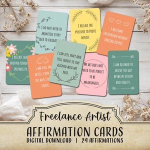 Afirmaciones imprimibles para artistas, afirmaciones artísticas, afirmaciones creativas, afirmaciones para emprendedores, agotamiento, regalo positivo para artistas, regalo.
