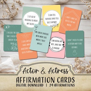 Afirmaciones de actor imprimibles, afirmaciones positivas para actores, afirmaciones de actuación, tarjetas de afirmación de motivación para actores, regalo para actores