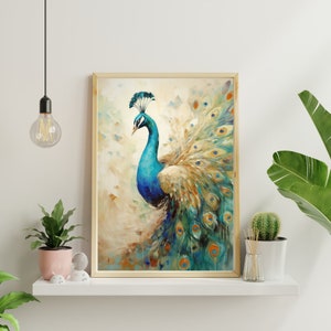 Peacock feathers, Printable Wall Art, Digital Painting, Wall Art Decor, Home Decor, Printable Art Download, Art Print, Digital Download