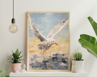 Seagull Abstract Art Print: Coastal Home Decor (Digital Download)