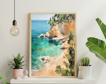 Lloret de Mar Seascape Oil Painting: Coastal Art Print (Digital Download)