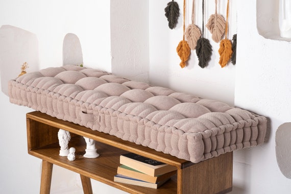 Linen Daybed Cushion Ikea Kallax Pillow Reading Nook Cushion Japanese Futon Tufted Daybed Linen French Seating Pad Indor Bench Cushion Etsy