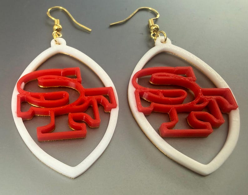 San Francisco 49ers inspired fan football earrings image 4