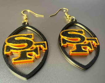 San Francisco 49ers (Rivalry Black and gold colors) fan football earrings
