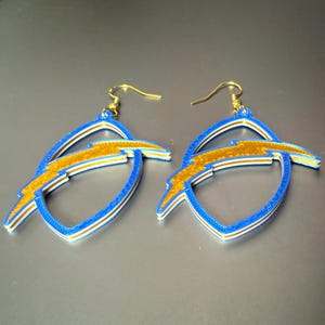 Los Angeles Chargers Football Inspired Earrings | Blue, Gold & White Colors | Sports Earrings | Fan Jewelry | Game Day Statement Earrings