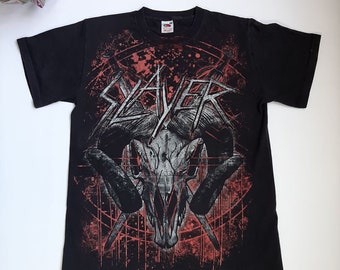Винтажная футболка с принтом Slayer Mongo Goat Allover Band Death Metal, размер M