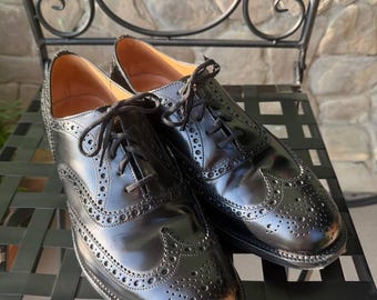 Church's Grafton Polished Binder Derby Brogue Preto Sapatos Masculinos de Luxo 90 F Tamanho UK9