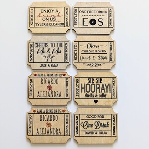 Fichas de bebida para eventos Entradas de bebida de madera Entradas para eventos Fichas de bebida para fiesta Fichas de bebida personalizadas Fichas de bebida de boda Entradas de madera personalizadas