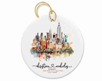 New York City Ornament, Engagement Married Ornament, New York Honeymoon Gift for Married Couple, Engagement Gift, Souvenir New York Wedding