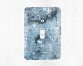 Blue Celestite Crystal Geode Switch plate Cover New Age Crystal Mineral Crystal Decor Switch Plate Cover Healing Crystals Switchplate Cover