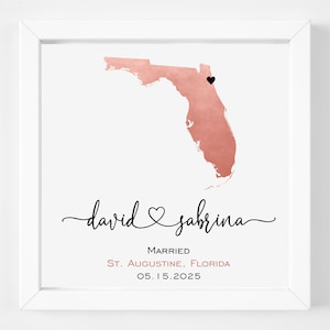 Personalized Florida Wedding State Map Art Print Florida Engagement Gift Custom Wedding Gifts Bridal Shower Gift Wedding Gift Idea