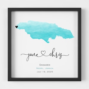 Personalized Jamaica Wedding Gift Custom Jamaica Engagement Gift State Map Art  Bridal Shower Gift Wedding Gift Idea Jamaica Engagement Gift