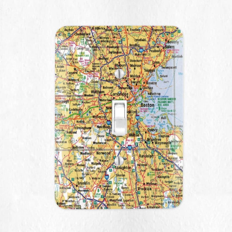 Placa de interruptor de mapa personalizado, mapa da cidade, tampa do interruptor de luz, placa de parede, decoração de viagem, decoração de mapa do mundo, decoração de biblioteca, decoração de quarto imagem 4