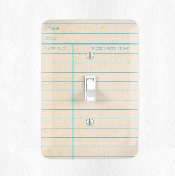 Library Card Switch Plate Cover Library Decor Outlet Cover Librarian Gift Reading Book Lover Bookish Bibliophile Reader Bookworm Gift