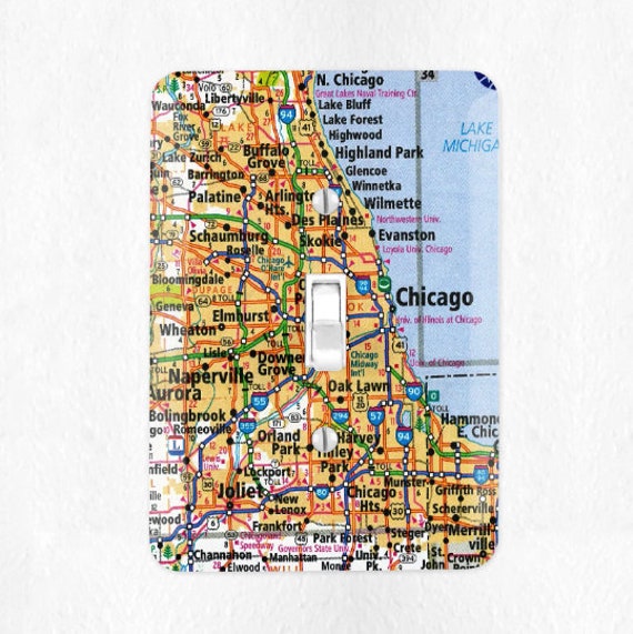 Personalized Map Switch Plate City Map Light Switch Cover Wall Plate Wanderlust Decor Travel Decor World Map Decor Library Decor Room Decor