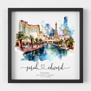 Las Vegas Wedding Gift Las Vegas Skyline Married in Vegas Engaged in Vegas Engagement Personalized  Custom Wedding Gift Unique Wedding Gift