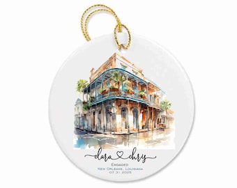 New Orleans Ornament Wedding Engagement Ornament New Orleans Honeymoon Gift for Couple Engagement Gift French Quarter New Orleans Wedding