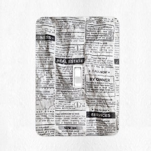 Newspaper Switch Plate Cover Vintage Newspaper Classifieds Light Switch Wall Plate Cover Retro Switchplate Y2K Decor 90s Decor Punk
