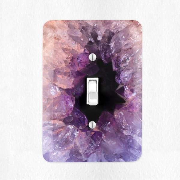 Purple Geode Amethyst Switch plate Cover New Age Crystal Boho Switch Plate Cover Boho Healing Crystals Switchplate Cover Boho Home Decor