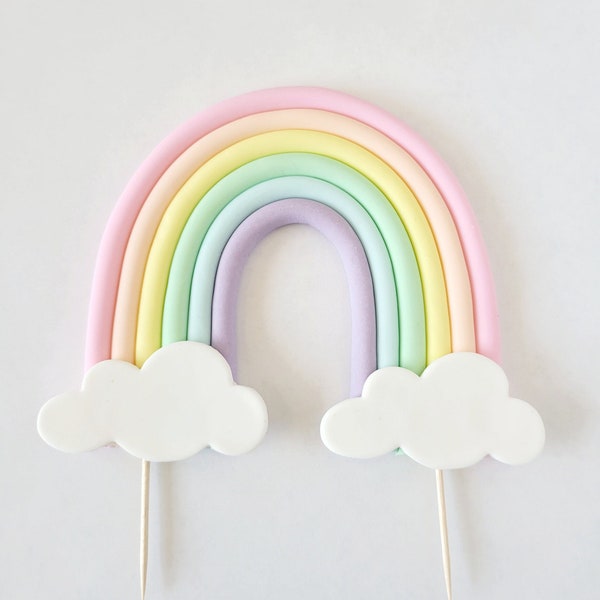 Into The Clouds Fondant Rainbow Cake Topper Pastel