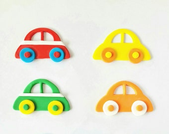 Set of Edible Race Cars Fondant Cupcake Birthday Toppers