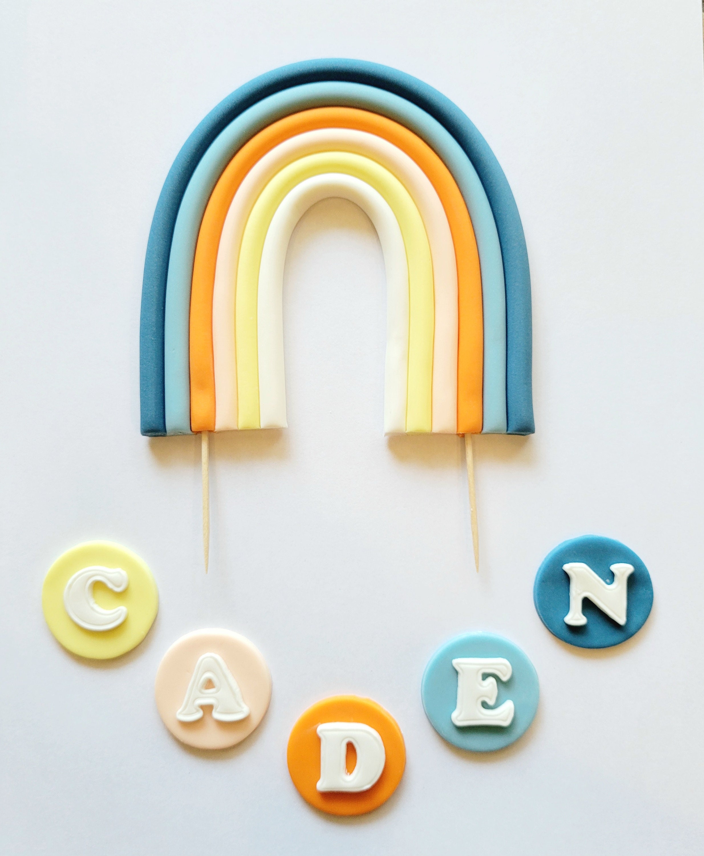 Custom Fondant Topper (Rainbow/Name/Number)