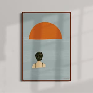 Wild swimming art print. Relaxing, calming seaside beach, sunset/sunrise poster A4,A3 50x70cm - &quot;Sea of Love&quot;