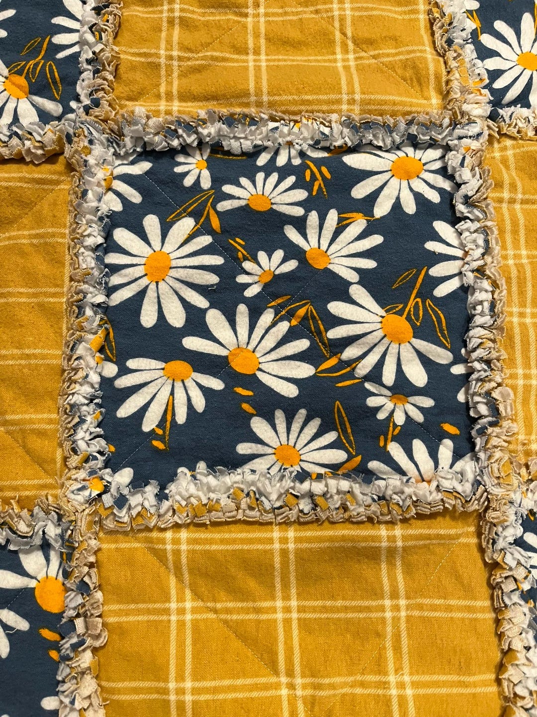 Lap Rag Quilt Handmade Rag Lap Quilt-blue Daisy Quilt - Etsy