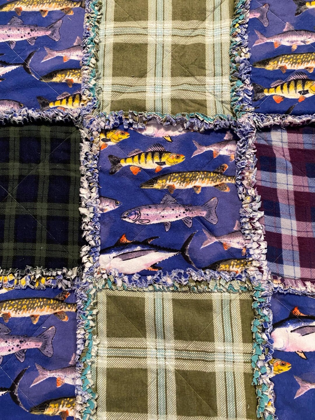 Handmade Rag Lap Quilt-colorful Fish Quilt - Etsy